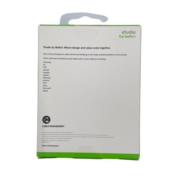 NIB Studio by Belkin Micro-USB to USB Cable for Samsung LG ZTE Alcatel Huawei - Picture 3 of 4